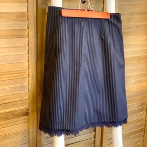 Navy blue & White Pinstripe Brooks Brothers Pencil Skirt